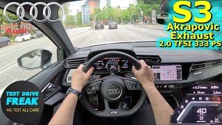 2024 Audi S3 Sportback TFSI Quattro Akrapovic Exhaust 333 PS CITY POV DRIVE with Fuel Consumption [upl. by Aniehs]