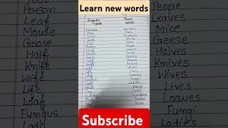 singular and plural words  new words  shorts singularandplural newwords [upl. by Ailis860]