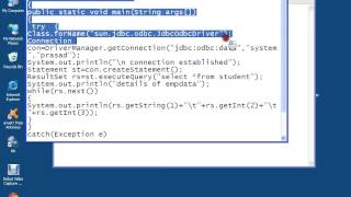 database connection through java JdbcOdbc [upl. by Ecinnahs745]