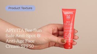 APIVITA Bee Sun Safe AntiSpot amp AntiAge Face Cream SPF50 Texture  Care to Beauty [upl. by Mackintosh684]