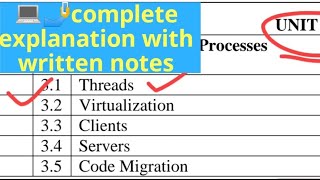 Processes threads in distributed system video tutorial lecture pdf written notes explanation details [upl. by Hole]