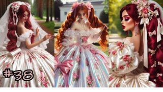 Wedding Dress Special 4  Huge Bridal Dresses with Big Bows and Long Trains [upl. by Eclud]