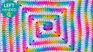 How to Crochet a Spiral Blanket Left Handed  Easy Picasso Crochet Baby Blanket [upl. by Metah]