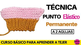 ✅ Técnica Elástico Permanente a Dos Agujas 💡 Aprende a Tejer a Palitos 📚 Curso Gratis a 2 AGUJAS [upl. by Nossaj529]