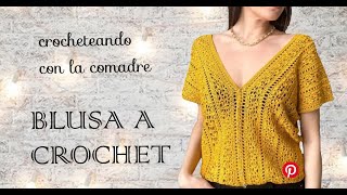 ⭐⭐⭐teje hermosa blusa Laura a crochet fácil y rápido todas las tallas crocheteando con la comadre [upl. by Nolrac]