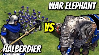 HALBERDIER vs WAR ELEPHANT  AoE II Definitive Edition [upl. by Lorine]