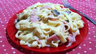 Tagliatelle a la bechamelle dinde fumé مكرونة بالصلصة البيضاء  تالياتيلي بالبيشاميل و اللحم المدخن [upl. by Favian969]