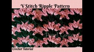 Crochet Made Easy  How to make The V Stitch Ripple Scarf Tutorial ♥ Pearl Gomez ♥ [upl. by Ignazio]