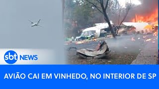 Avião cai em Vinhedo no interior de SP Aeronave fazia o trajeto entre Cascavel e Guarulhos [upl. by Enialed]