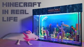 MINECRAFT AQARIUM DIY I Built Minecraft Fish Tank IRL for my Axolotl [upl. by Cissy]