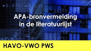 Hoe maak je een profielwerkstuk  APAbronvermelding in de literatuurlijst [upl. by Dammahom172]