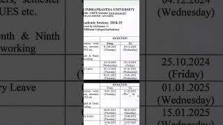 Academic calendar session 202425 GGSIPU affiliated colleges important information [upl. by Soutor]