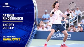 Arthur Rinderknech vs Andrey Rublev Highlights  2023 US Open Round 3 [upl. by Gisele]