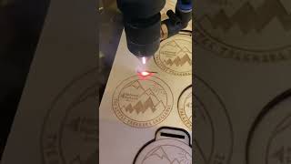 Little Trekkers wooden medal being created on a 5030 50w CO2 laser [upl. by Oregolac]