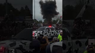 COWABUNGA DUDE Crazy burn out by a cow painted truck [upl. by Herrah946]