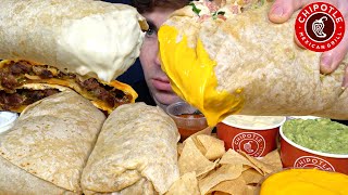 ASMR MUKBANG CHIPOTLE GIANT BURRITOS CHIPS CHEESE STEAK QUESADILLA  WITH CHEESE [upl. by Guido]