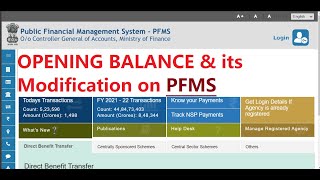 PFMS Opening Balance and its ModificationPFMSTraining Video [upl. by Narad]