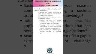 Lesson 9 Research Defense Questions and How to Answer Them Part 1 [upl. by Roque775]