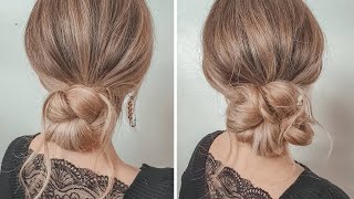 Tutoriel CHIGNON CHIC facile et rapide  tuto chignon invité mariage  MESSY BUN tutoriel [upl. by Ronnholm]