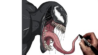 How To Draw Venom Side  Step By Step  Marvel [upl. by Bonneau718]