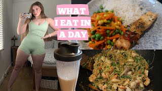 WHAT I EAT IN A DAY FOR MUSCLE GROWTH  quick easy and realistic meals  high protein  Lois fit [upl. by Nidorf]