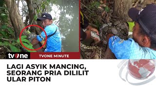 PANIK Seorang Pria Terlilit Ular Piton saat Tengah Mancing di Sungai  tvOne Minute [upl. by Mattah]