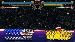 MUGEN Battle Test 2 Doraemon VS Pokemon Pikachu 無限格鬥測試2 哆啦A夢對口袋怪獸皮卡丘 8 VS 8 [upl. by Arytahs]