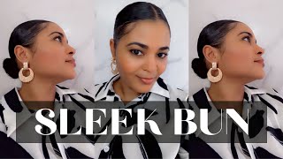 SLEEK BUN  NATURAL HAIR  SLEEK LOW BUN TUTORIAL  EDGES ON NATURAL HAIR  SunKissed Haley [upl. by Marika210]