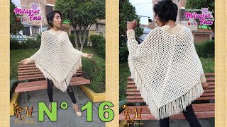 Como tejer el poncho N° 16 reversible a crochet en punto panal de abeja o nido de abeja para damas [upl. by Dleifniw]