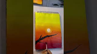 Beautiful bird with sunset scenery painting art scenary painting [upl. by Lyram]