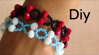 Pulseira de Cristais e Miçangas  Diy Bijuterias [upl. by Mufinella]