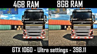 GTX 1060  4GB VS 8GB RAM  ETS 2 [upl. by Kacie]