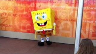 Spongebob Squarepants dancing to the Spongebob Squarepants Theme Song  Tune at Nickolodeon Land [upl. by Jemina]