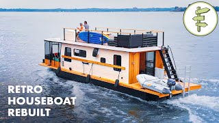 Retro Houseboat Transformed Into Amazing New Space – FLOATING TINY HOUSE TOUR [upl. by Ashlen]