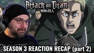 ATTACK ON TITAN SEASON 3 REACTION RECAP part 2 [upl. by Nitza]