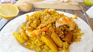 Paella mixta ¡ESPECTACULAR Con fumet de pescado casero MUY FACIL [upl. by Karlotte]