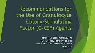 Recommendations for the Use of Granulocyte Colony Stimulating Factor [upl. by Egas251]