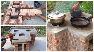 Building 3 in 1 Firewood Stove Saving Woods From Cement and Bricks  DIY Cement Project [upl. by Droc]