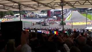 CRASH SpaFrancorchamps Belgium GP  start incident Gold 8 Grandstand [upl. by Franek]