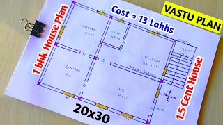 600sqft West facing house model plan in tamil 1 BHK600 sqft house plan  low budget house design [upl. by Ehcsrop]