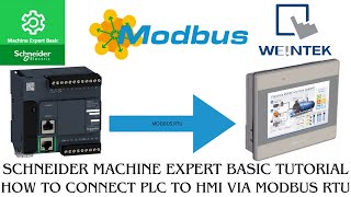 Weintek HMI to Schneider M221 PLC connection via modbus RTU  RS485 [upl. by Annekcm831]