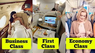 Difference Between Business Economy And First Class In Hindi  Food In Airplane  1st Class Seat [upl. by Heshum224]