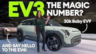 FIRST LOOK Kia EV3 and EV4 Will baby brothers to the EV9 and EV6 be a hit  Electrifying [upl. by Arahc]