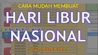 CARA MEMBUAT HARI LIBUR ATAU TANGGAL MERAH DENGAN EXCEL  TUTORIAL EXCEL [upl. by Ellehcil]