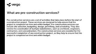 PreConstruction Services Explained [upl. by Kissie]