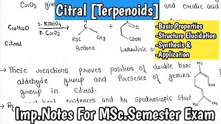 Citral Terpenoids ImpNatural Product  Structure Elucidation  Synthesis  Application  amp Notes [upl. by Eityak]