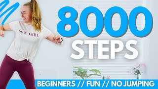 8000 steps at home  Beginner Friendly NO jumping Walking Workout modifications [upl. by Eveleen420]