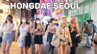 4K Hongdae Seoul night walkHongdae street a lot of nightlife kinds of fashion on the week [upl. by Benny]