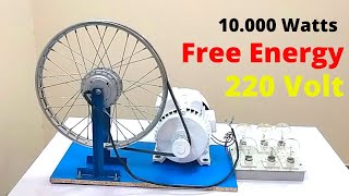 Get Free Energy With Ac Motor And Converted hub motor into 220v Generator at home experiment [upl. by Akirej]