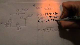 Resistive Capacitive Series Circuit Calculations [upl. by Nyrak]